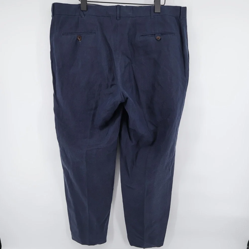 Polo Ralph Lauren Preston Fit Linen Silk Blend Pants Navy Blue Mens 38x30